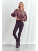 Loose, insulated sweatshirt with leggings, brown FI693 - Online store - Boutique